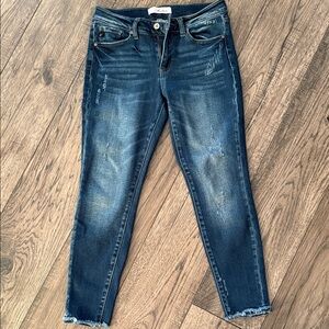 KanCan Dark Blue Distressed Ankle Jeans